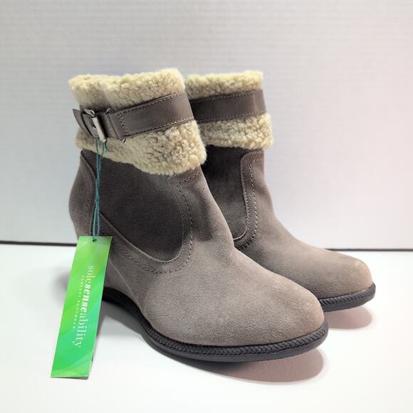 SoleSenseability Memory Foam Comfort Wedge Ankle Booties Women's 7M NWT - Picture 1 of 6